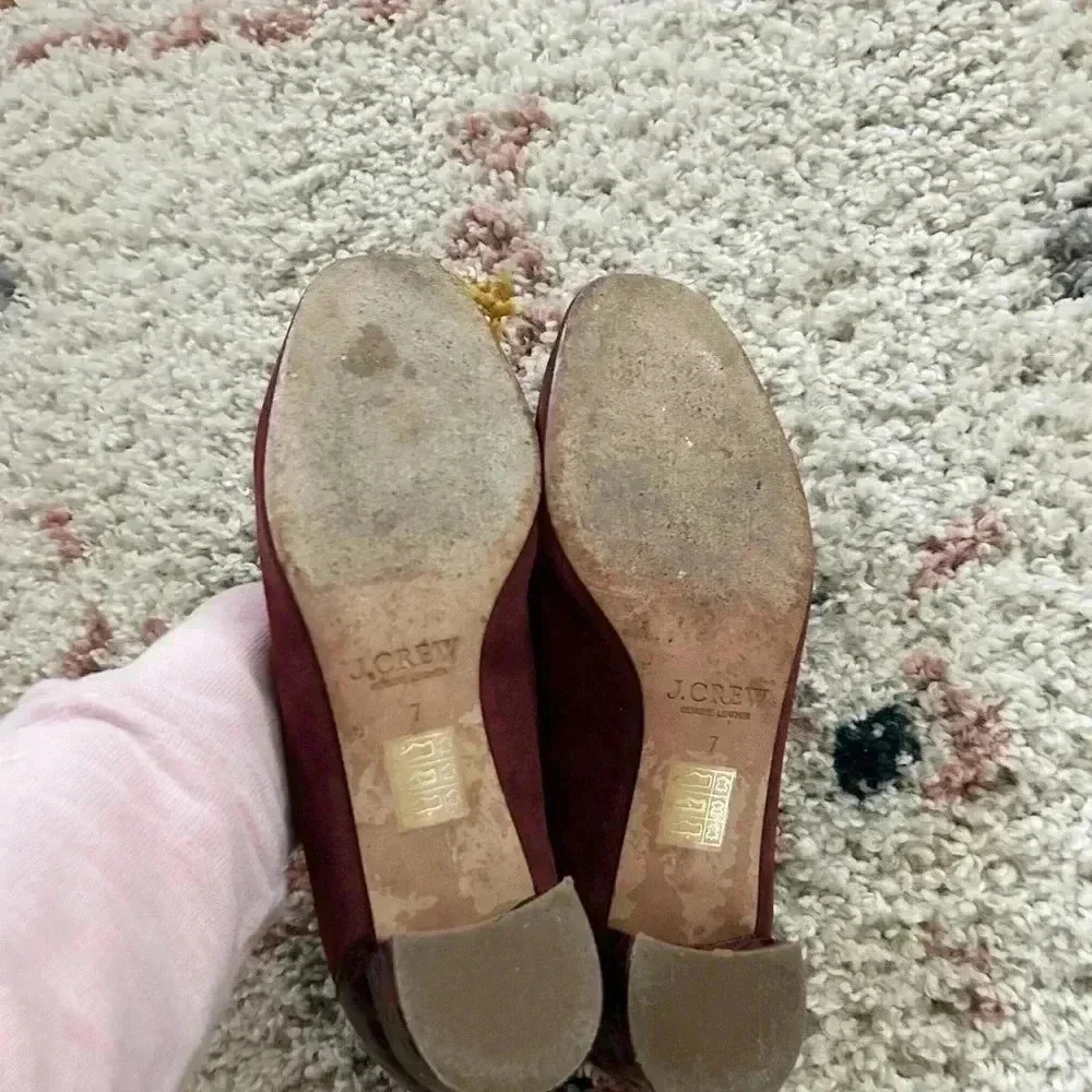 J.crew burgundy suede heels‎ 7